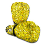 Yellow Geometric Banana Pattern Print Boxing Gloves
