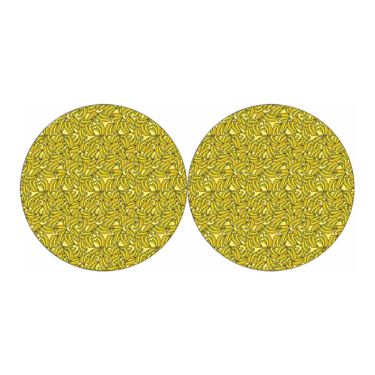 Yellow Geometric Banana Pattern Print Car Coasters