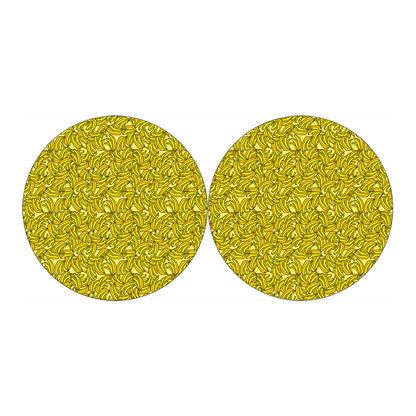 Yellow Geometric Banana Pattern Print Car Coasters