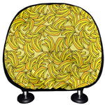 Yellow Geometric Banana Pattern Print Car Headrest Covers