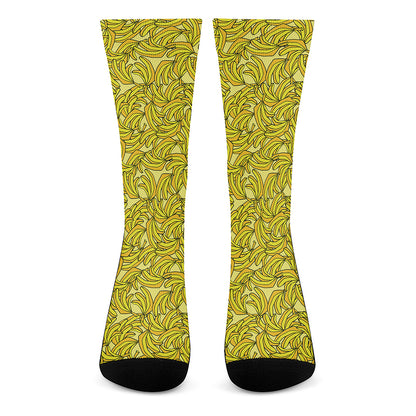 Yellow Geometric Banana Pattern Print Crew Socks