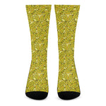 Yellow Geometric Banana Pattern Print Crew Socks