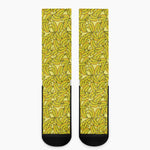 Yellow Geometric Banana Pattern Print Crew Socks