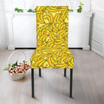 Yellow Geometric Banana Pattern Print Dining Chair Slipcover