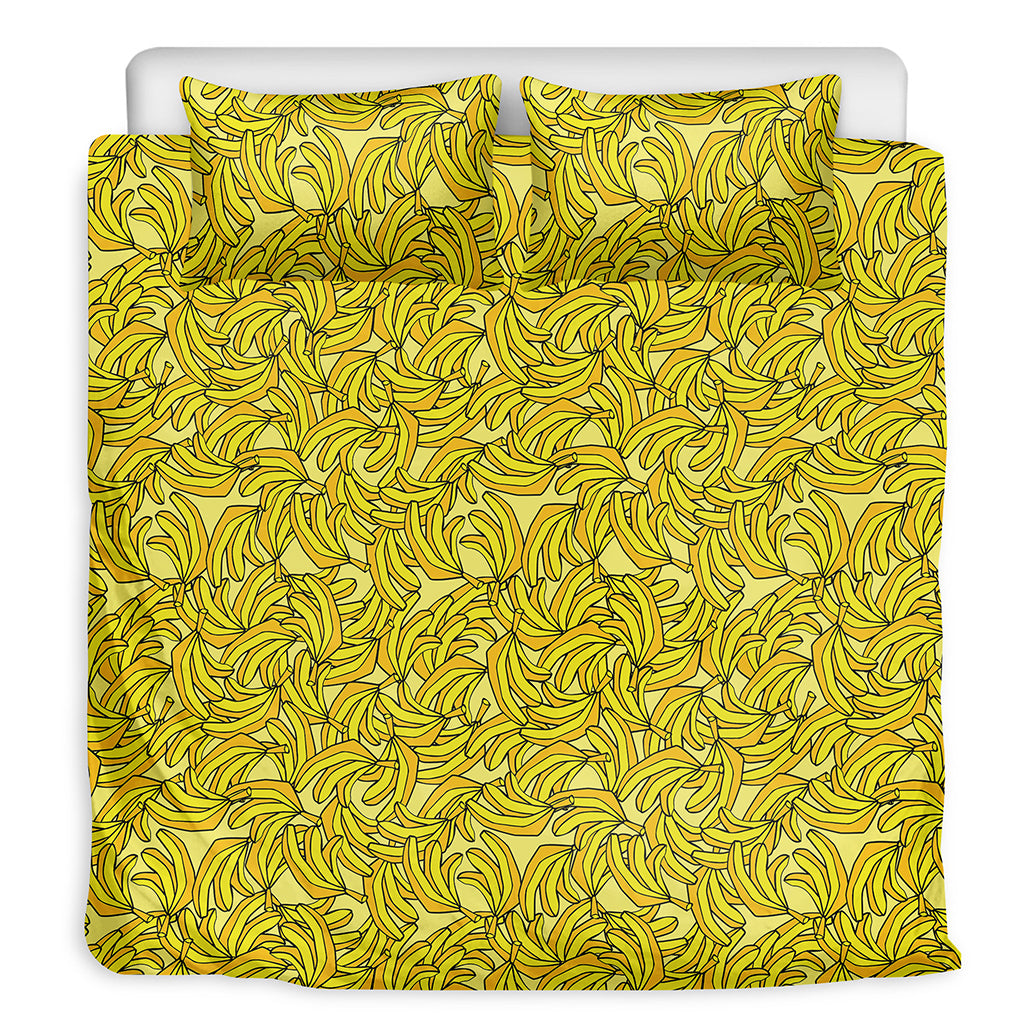 Yellow Geometric Banana Pattern Print Duvet Cover Bedding Set