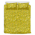 Yellow Geometric Banana Pattern Print Duvet Cover Bedding Set