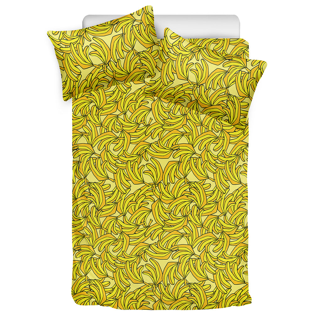 Yellow Geometric Banana Pattern Print Duvet Cover Bedding Set