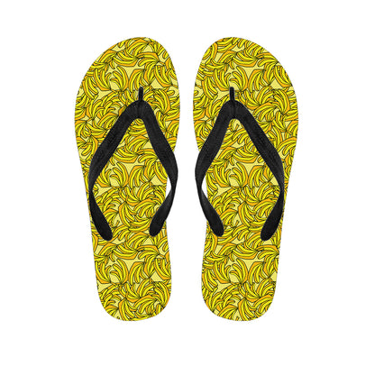 Yellow Geometric Banana Pattern Print Flip Flops