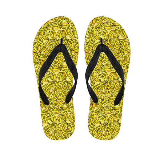 Yellow Geometric Banana Pattern Print Flip Flops