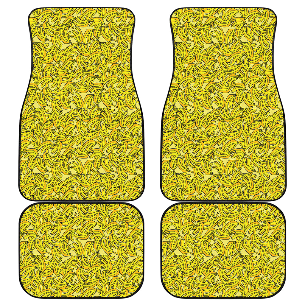 Yellow Geometric Banana Pattern Print Front and Back Car Floor Mats