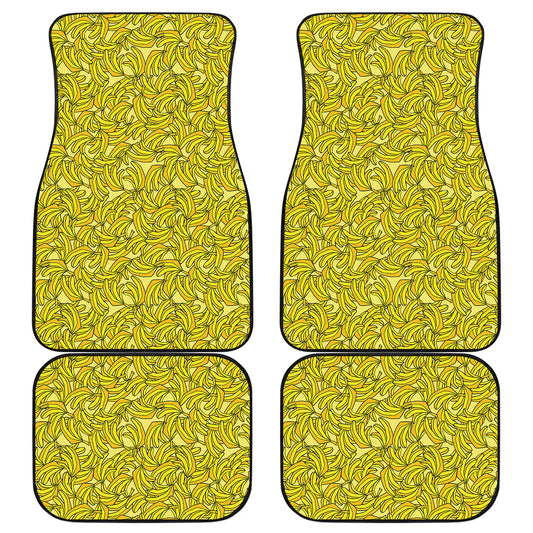 Yellow Geometric Banana Pattern Print Front and Back Car Floor Mats