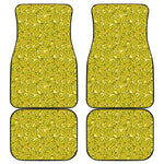 Yellow Geometric Banana Pattern Print Front and Back Car Floor Mats