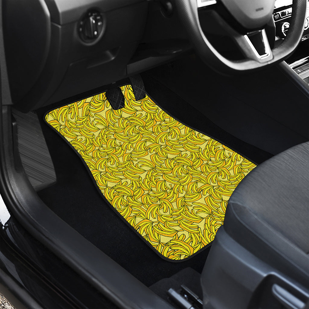 Yellow Geometric Banana Pattern Print Front and Back Car Floor Mats