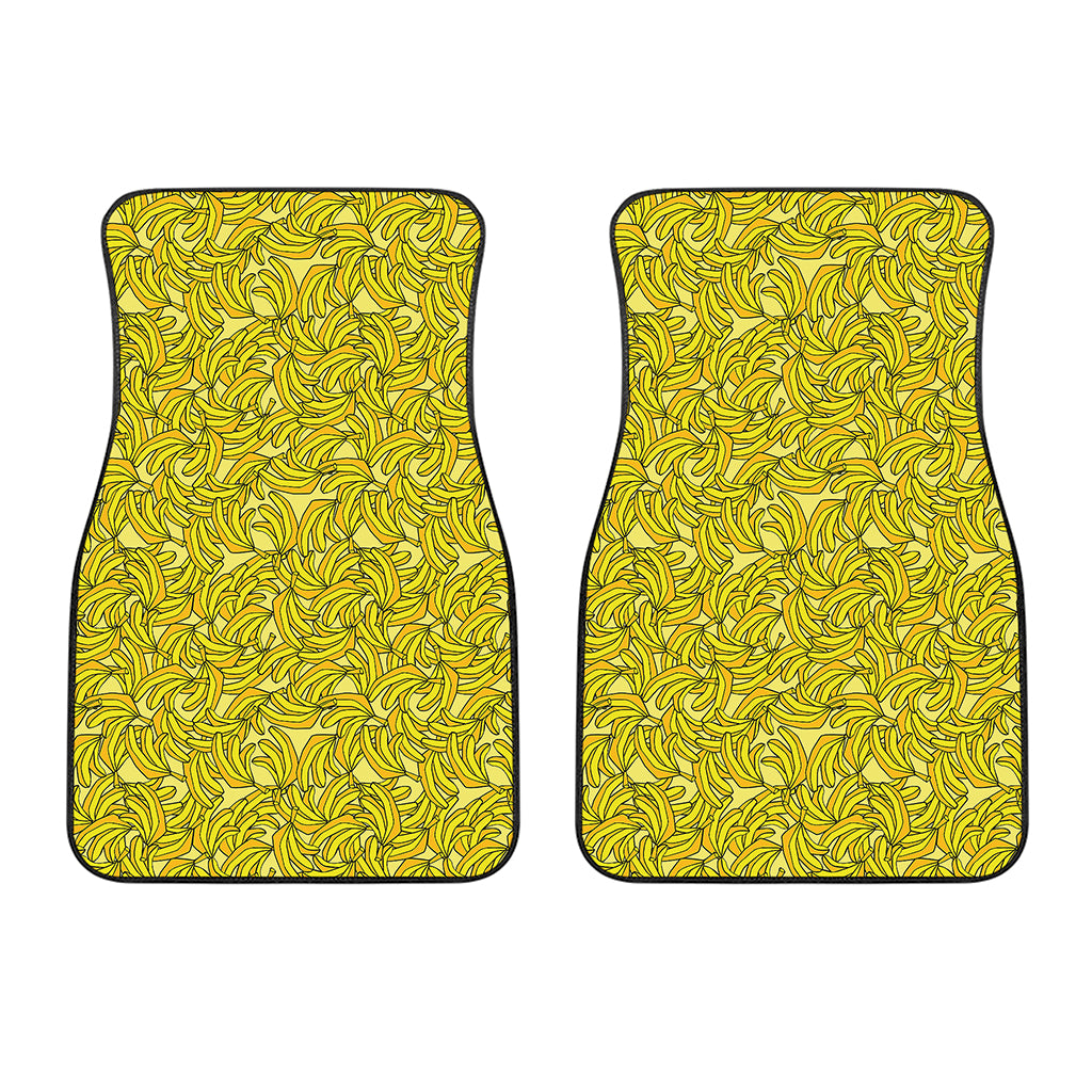 Yellow Geometric Banana Pattern Print Front Car Floor Mats