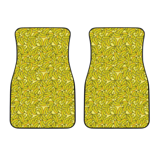 Yellow Geometric Banana Pattern Print Front Car Floor Mats