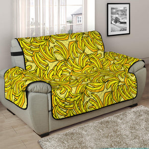 Yellow Geometric Banana Pattern Print Half Sofa Protector