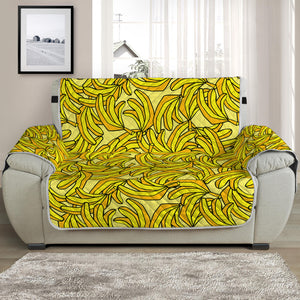 Yellow Geometric Banana Pattern Print Half Sofa Protector