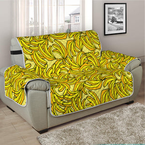 Yellow Geometric Banana Pattern Print Half Sofa Protector