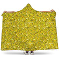 Yellow Geometric Banana Pattern Print Hooded Blanket