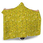 Yellow Geometric Banana Pattern Print Hooded Blanket
