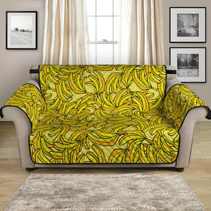 Yellow Geometric Banana Pattern Print Loveseat Protector