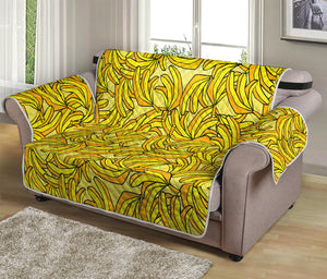 Yellow Geometric Banana Pattern Print Loveseat Protector