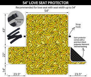 Yellow Geometric Banana Pattern Print Loveseat Protector