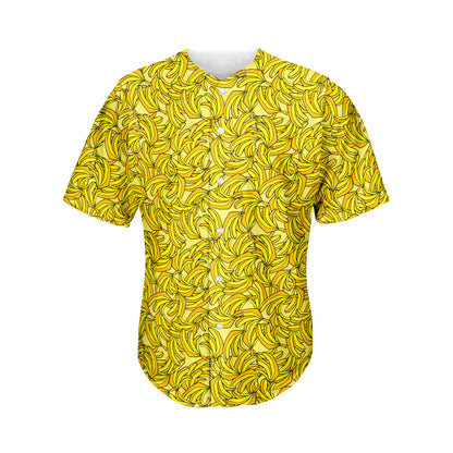 Yellow Geometric Banana Pattern Print Men's Baseball Jersey