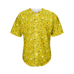 Yellow Geometric Banana Pattern Print Men's Baseball Jersey
