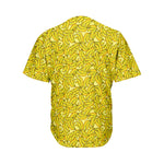 Yellow Geometric Banana Pattern Print Men's Baseball Jersey