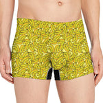 Yellow Geometric Banana Pattern Print Men's Boxer Briefs