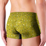 Yellow Geometric Banana Pattern Print Men's Boxer Briefs