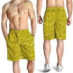 Yellow Geometric Banana Pattern Print Men's Shorts