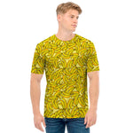 Yellow Geometric Banana Pattern Print Men's T-Shirt