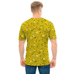 Yellow Geometric Banana Pattern Print Men's T-Shirt