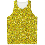 Yellow Geometric Banana Pattern Print Men's Tank Top