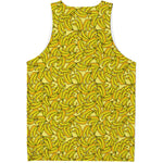 Yellow Geometric Banana Pattern Print Men's Tank Top