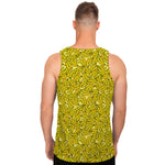 Yellow Geometric Banana Pattern Print Men's Tank Top
