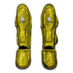 Yellow Geometric Banana Pattern Print Muay Thai Shin Guard