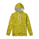 Yellow Geometric Banana Pattern Print Pullover Hoodie