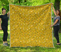 Yellow Geometric Banana Pattern Print Quilt