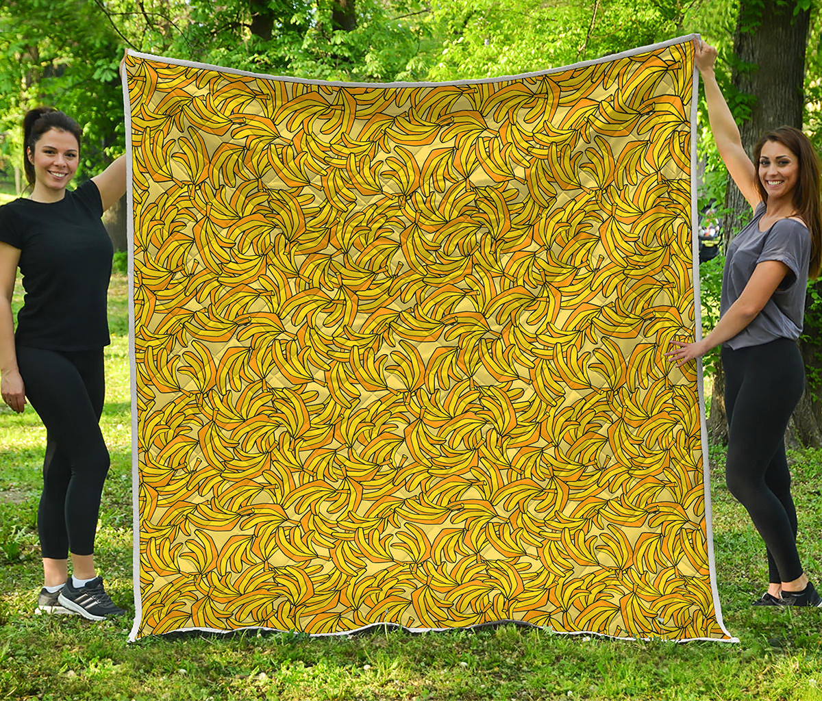 Yellow Geometric Banana Pattern Print Quilt