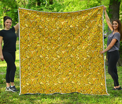 Yellow Geometric Banana Pattern Print Quilt