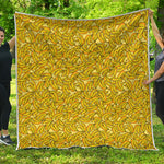 Yellow Geometric Banana Pattern Print Quilt