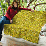 Yellow Geometric Banana Pattern Print Quilt