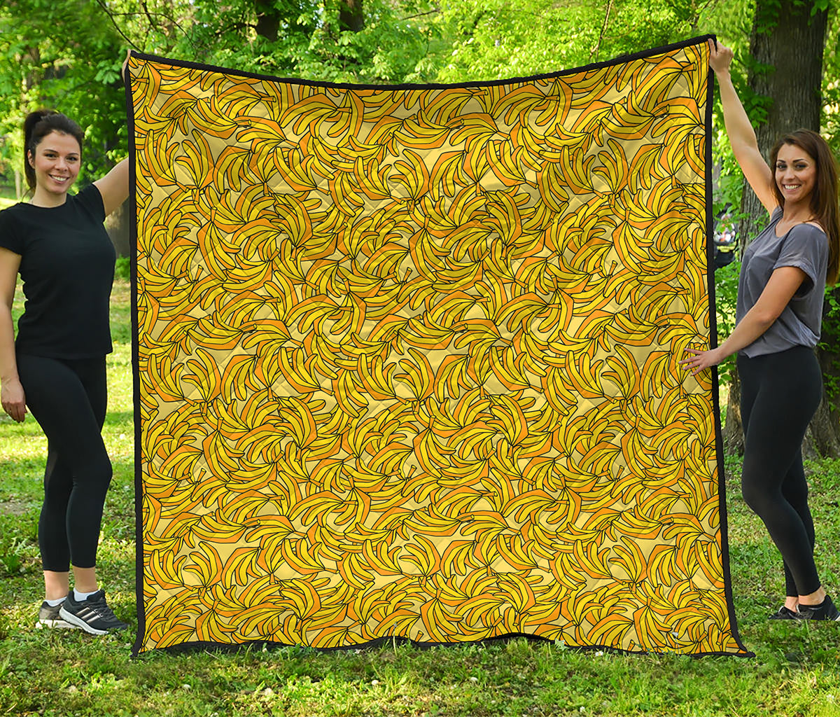 Yellow Geometric Banana Pattern Print Quilt