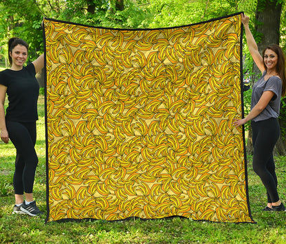 Yellow Geometric Banana Pattern Print Quilt