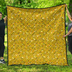 Yellow Geometric Banana Pattern Print Quilt