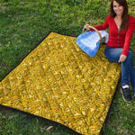 Yellow Geometric Banana Pattern Print Quilt