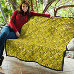 Yellow Geometric Banana Pattern Print Quilt